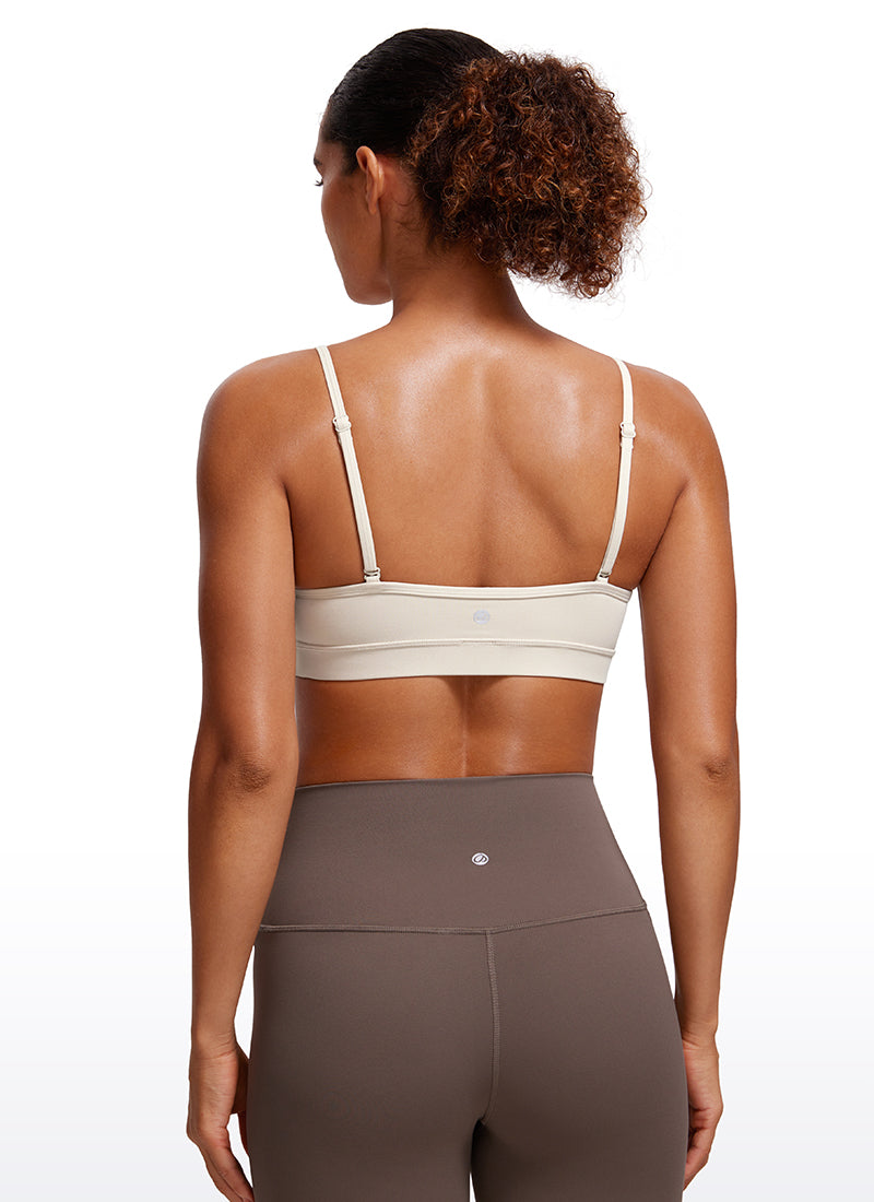 CRZ YOGA Butterluxe Womens V Neck Camisole Yoga Padded Sports Bra Mojave Tan