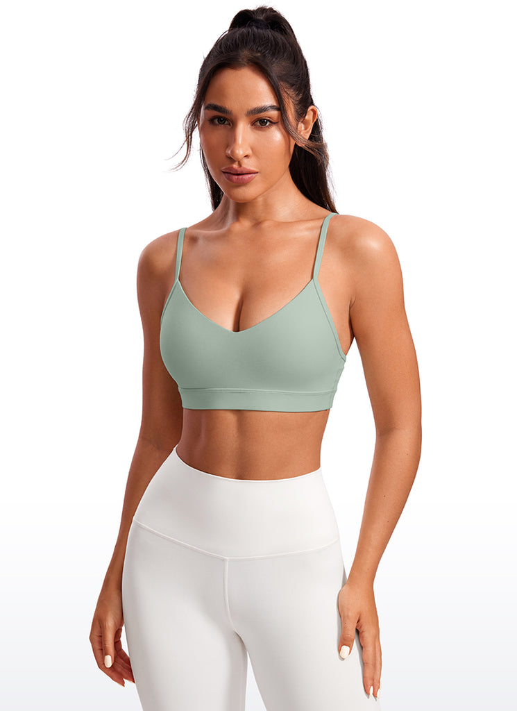 CRZ YOGA Butterluxe Womens V Neck Camisole Yoga Padded Sports Bra Grape Thistle Purple