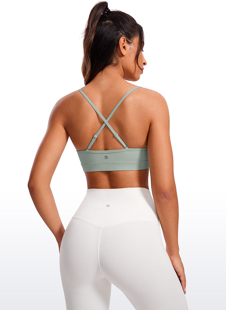 CRZ YOGA Butterluxe Womens V Neck Camisole Yoga Padded Sports Bra Green Palm Court
