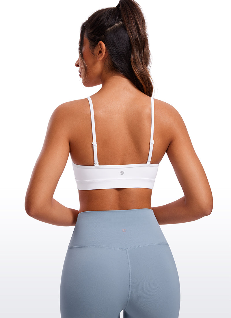 CRZ YOGA Butterluxe Womens V Neck Camisole Yoga Padded Sports Bra Black