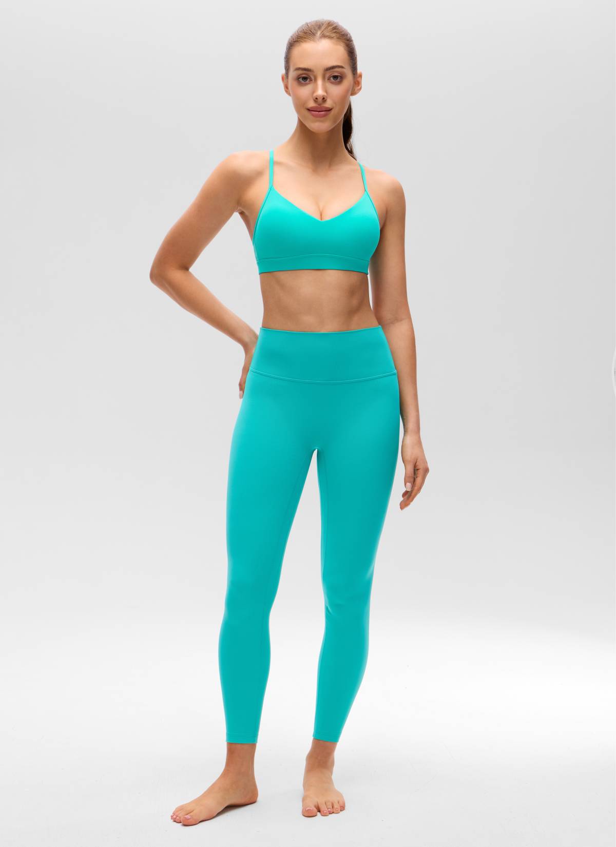 CRZ YOGA Butterluxe Womens V Neck Camisole Yoga Padded Sports Bra Tropics Teal