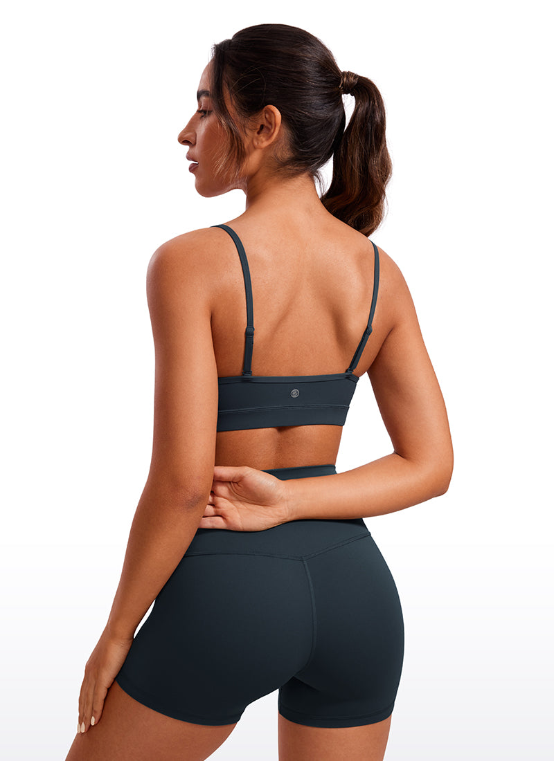 CRZ YOGA Butterluxe Womens V Neck Camisole Yoga Padded Sports Bra White