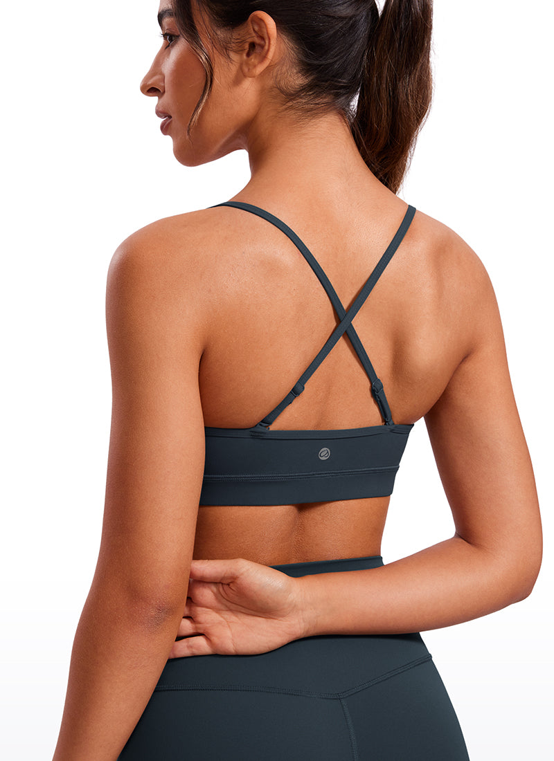 CRZ YOGA Butterluxe Womens V Neck Camisole Yoga Padded Sports Bra White