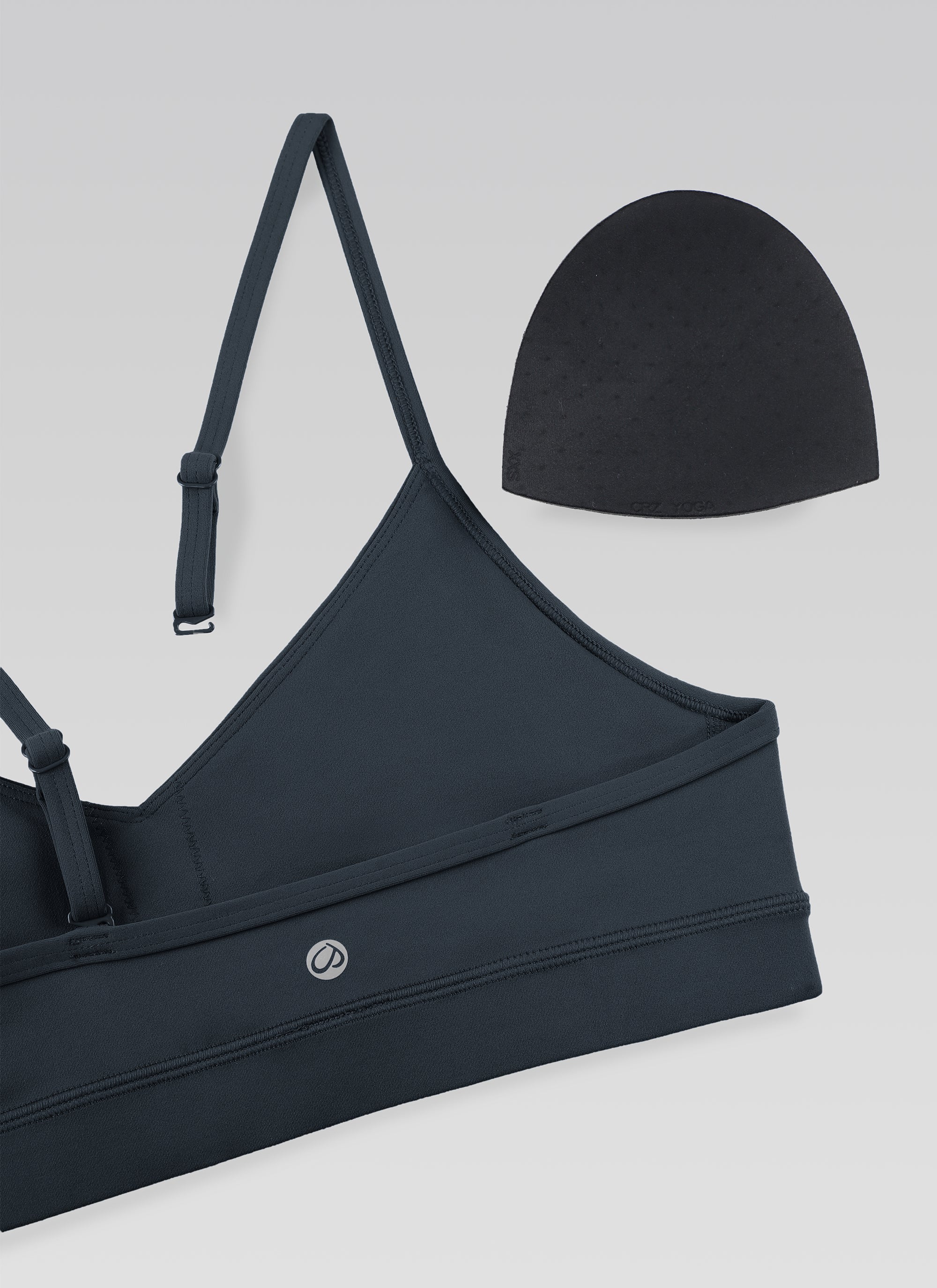 CRZ YOGA Butterluxe Womens V Neck Camisole Yoga Padded Sports Bra True Navy