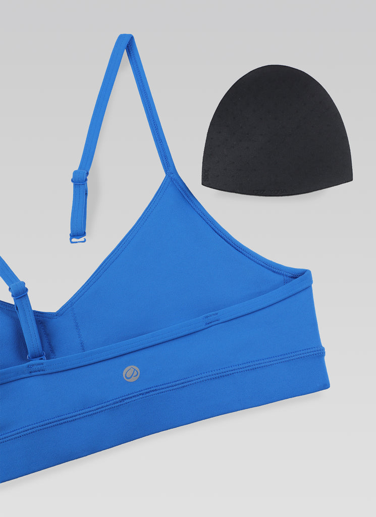 CRZ YOGA Butterluxe Womens V Neck Camisole Yoga Padded Sports Bra Sparkle Blue