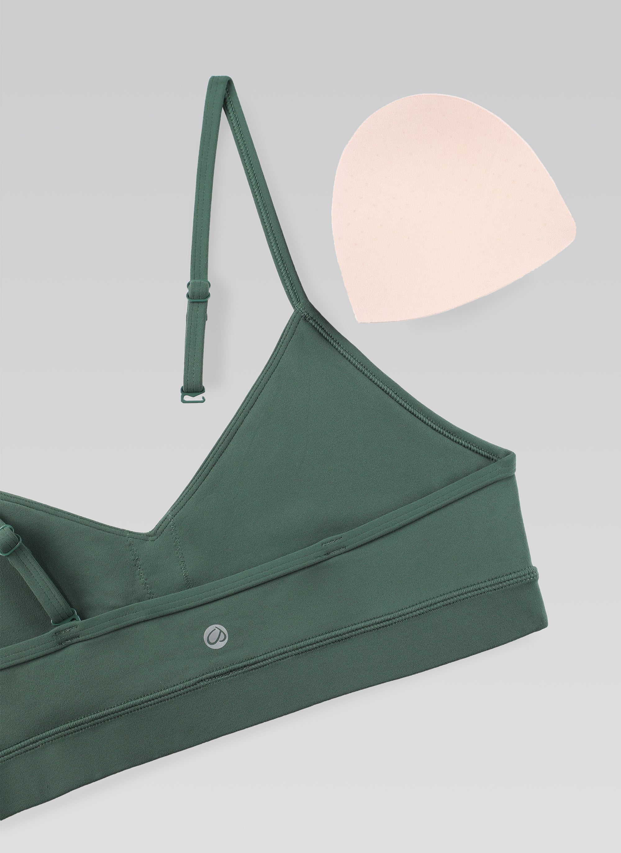 CRZ YOGA Butterluxe Womens V Neck Camisole Yoga Padded Sports Bra Dark Forest Green