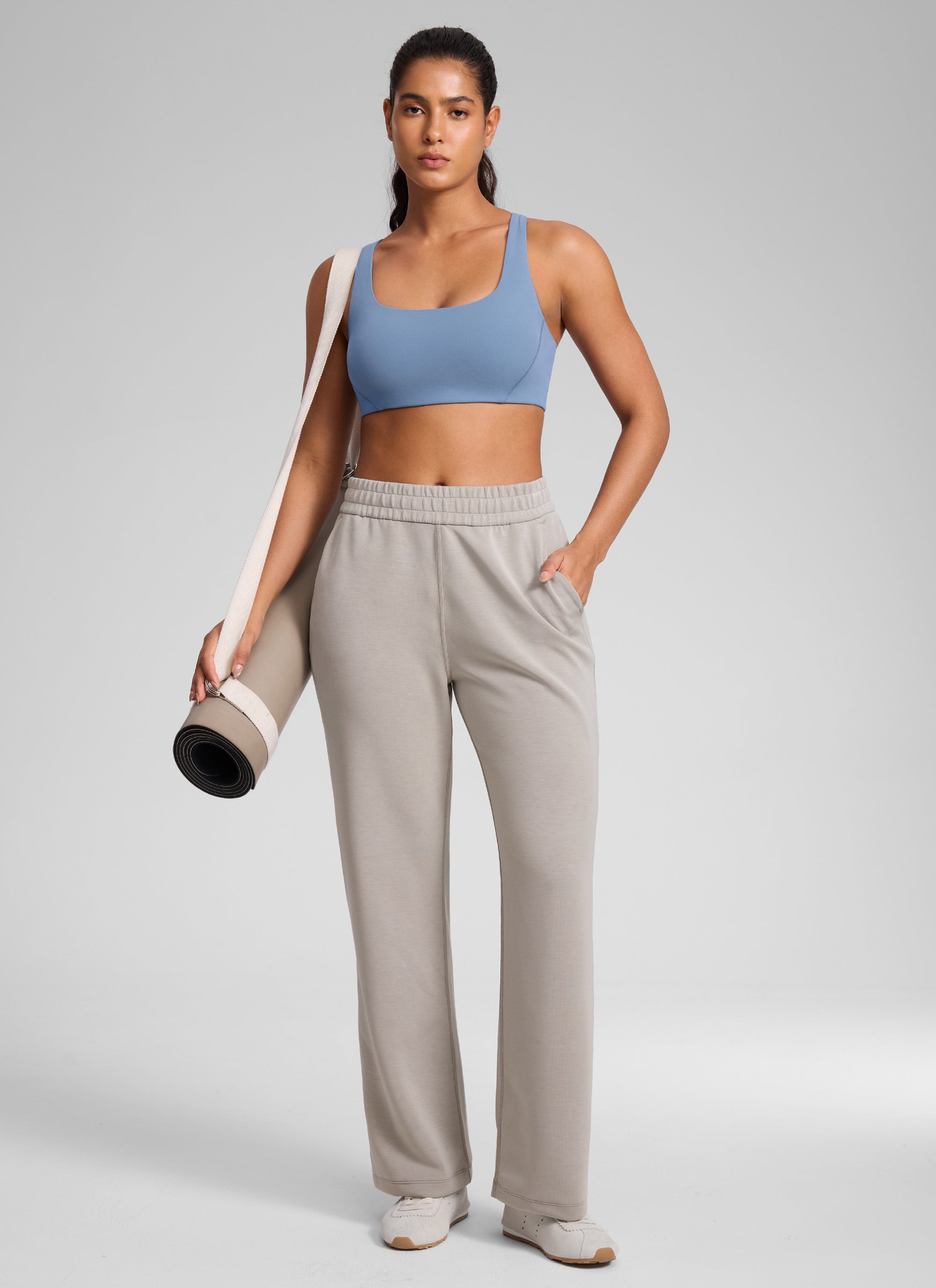 CRZ YOGA Womens Butterlift Double Lined Square Neck Yoga Sports