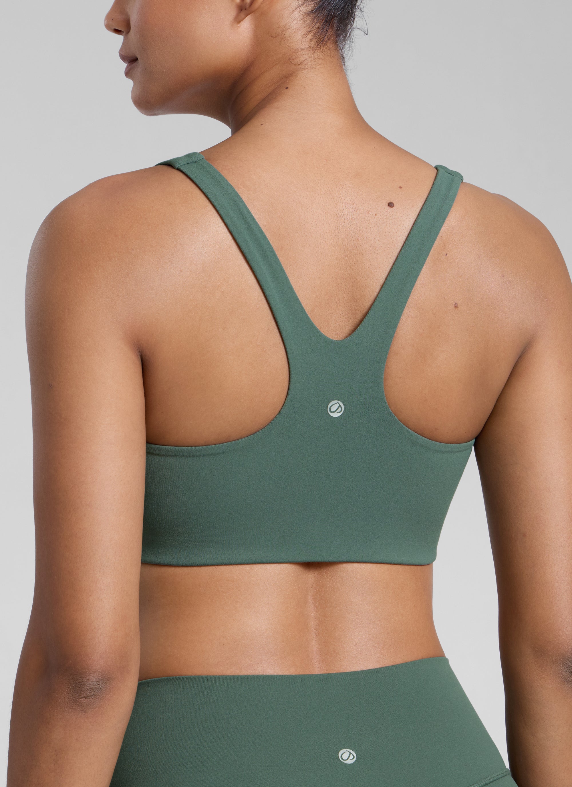 CRZ YOGA Womens Butterlift Double Lined Square Neck Yoga Sports Bra Dark Forest Green