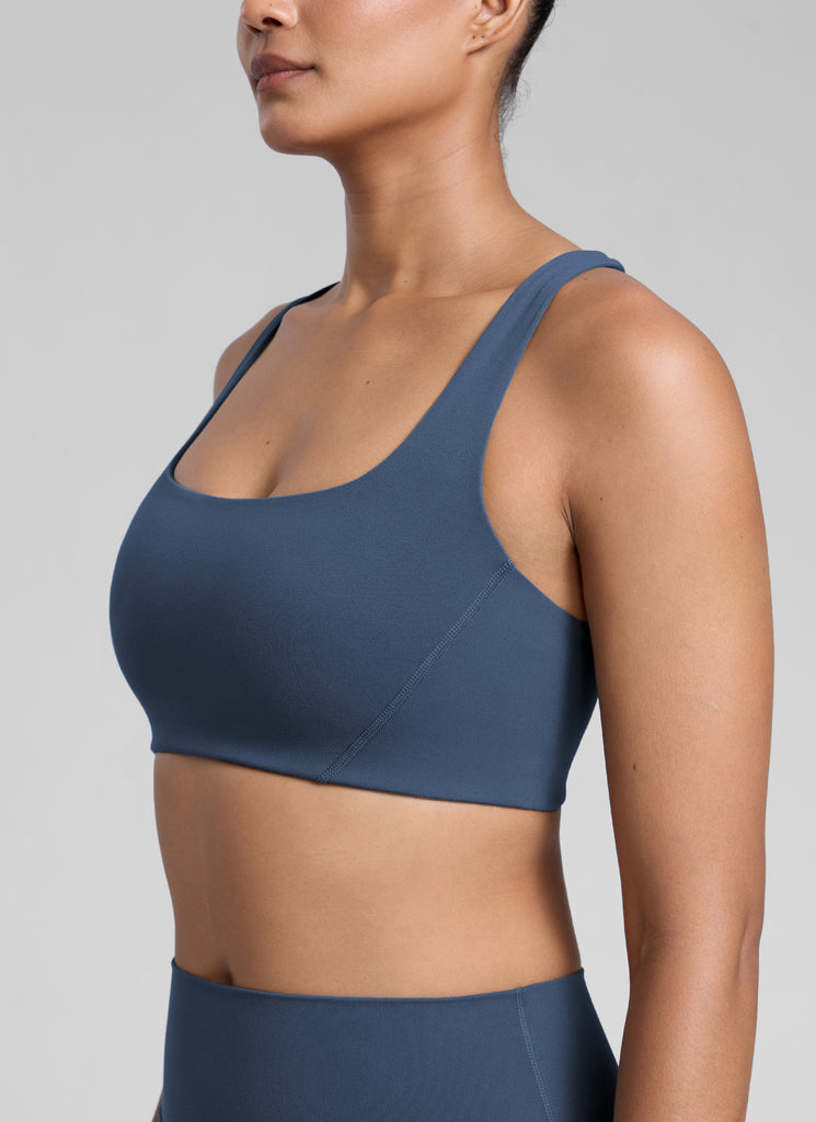 CRZ YOGA Womens Butterlift Double Lined Square Neck Yoga Sports Bra Stelindigo