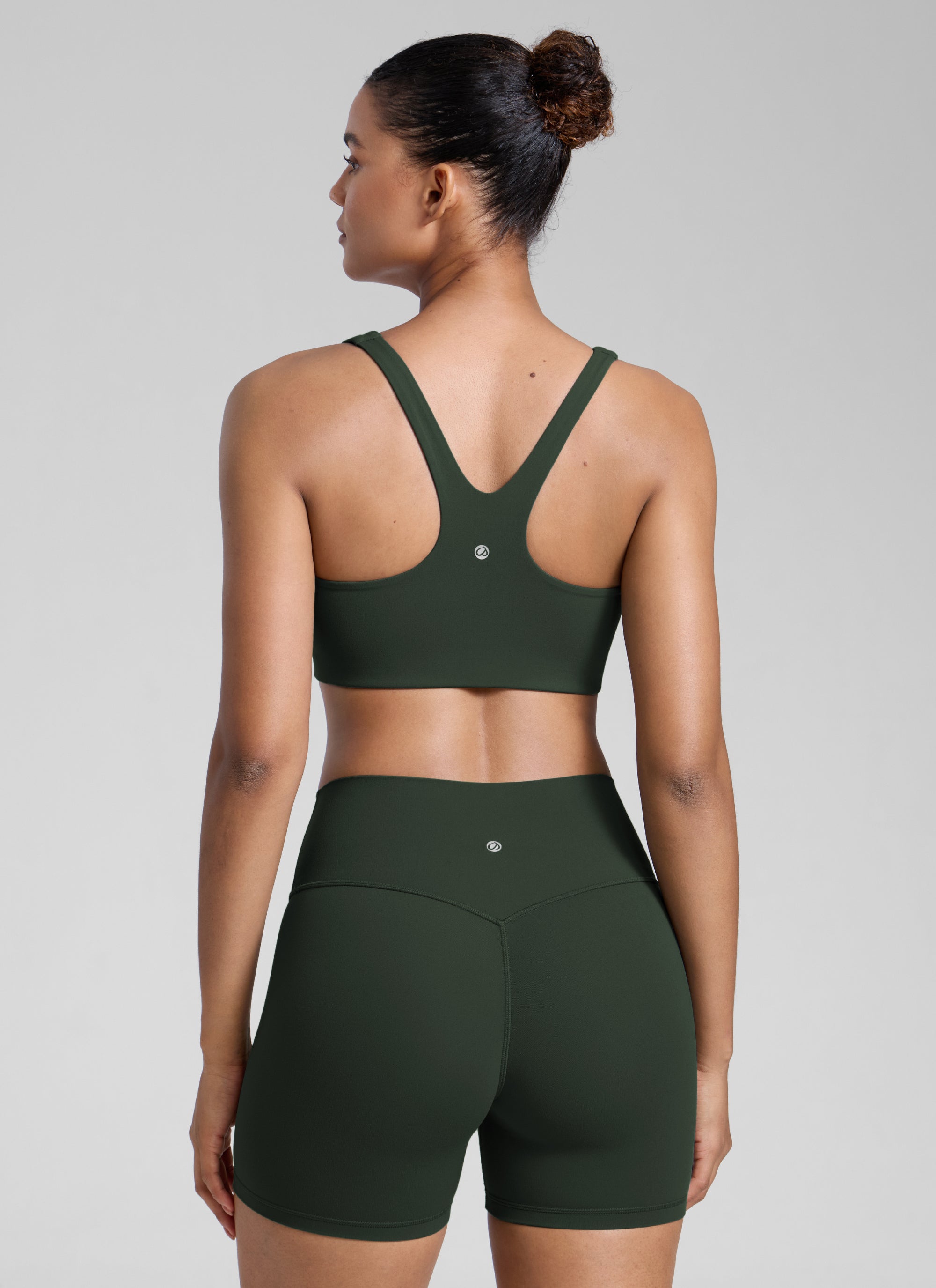 CRZ YOGA Womens Butterlift Double Lined Square Neck Yoga Sports Bra Hot Fudge Brown