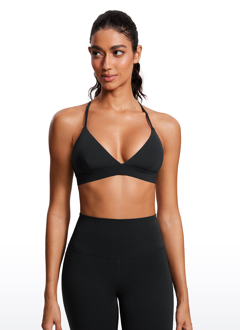 CRZ YOGA Women's Light Support Yoga Bra Cross back Triangle Bra