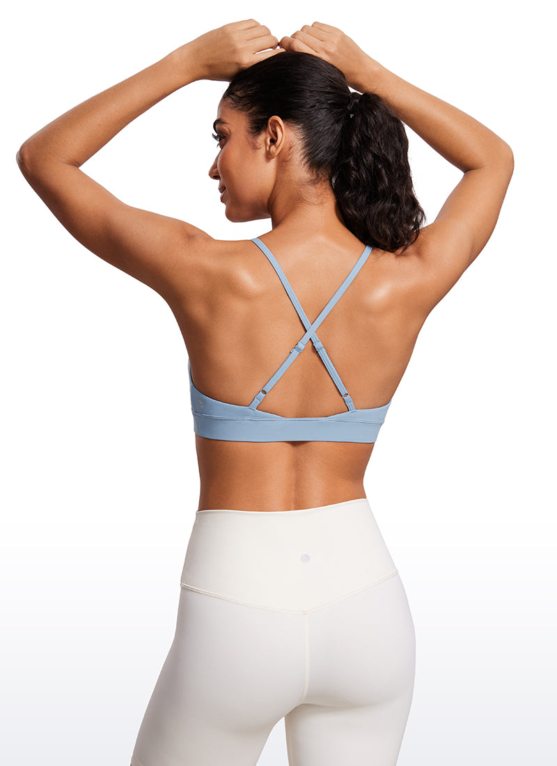 CRZ YOGA Women's Light Support Yoga Bra Cross back Triangle Bra