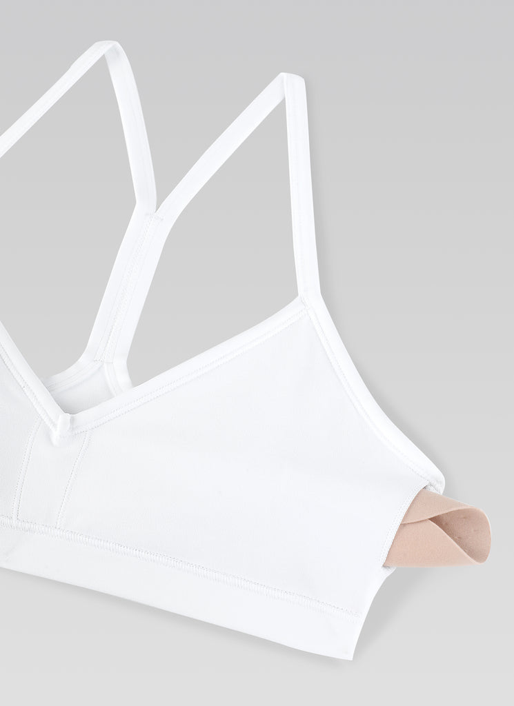 CRZ YOGA Butterluxe Womens Ruched V Neck Yoga Padded Sports Bra White