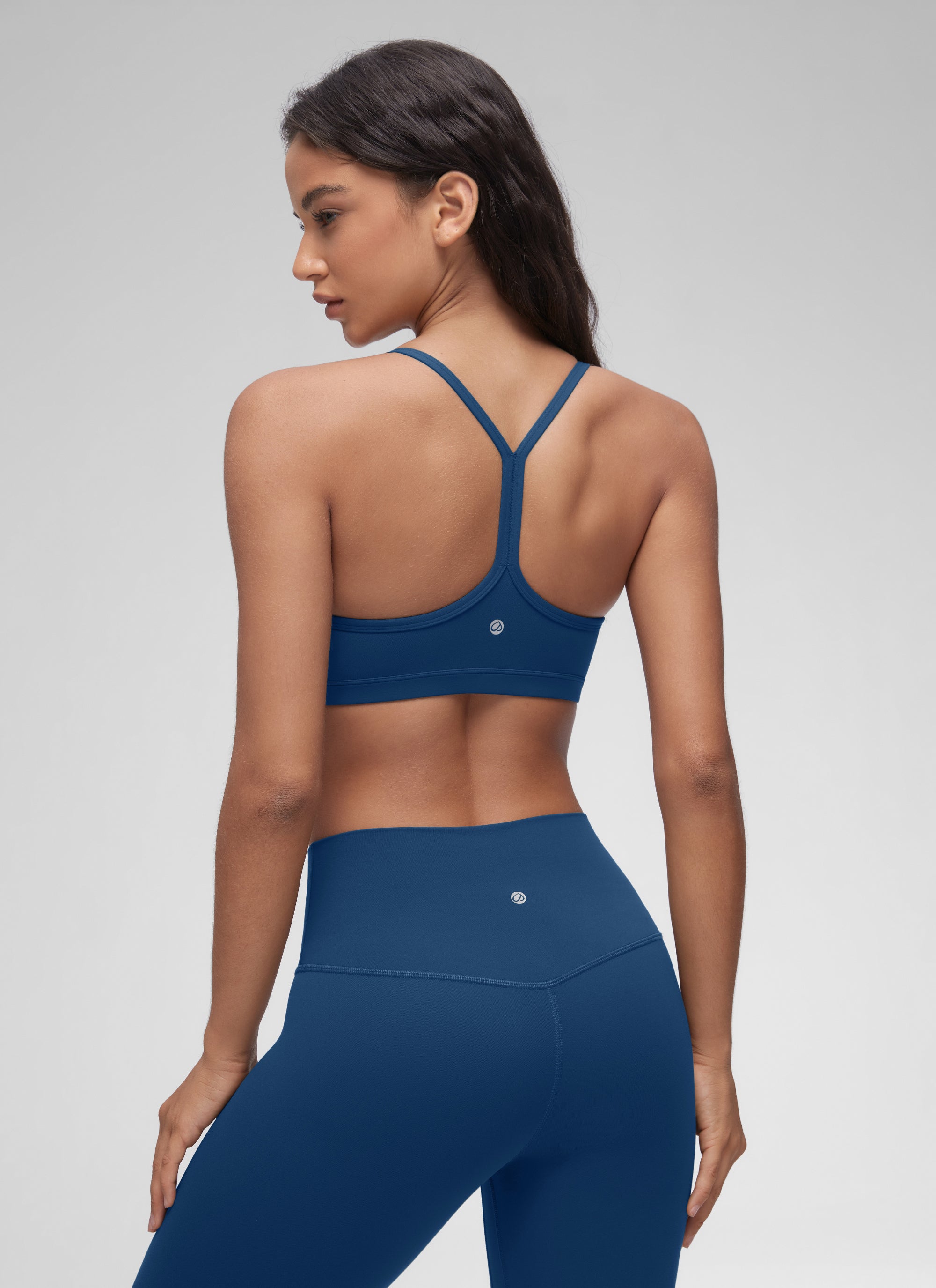 CRZ YOGA Butterluxe Womens Ruched V Neck Yoga Padded Sports Bra French Navy