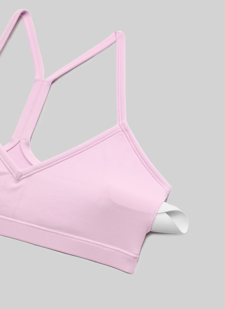 CRZ YOGA Butterluxe Womens Ruched V Neck Yoga Padded Sports Bra Vita Pink