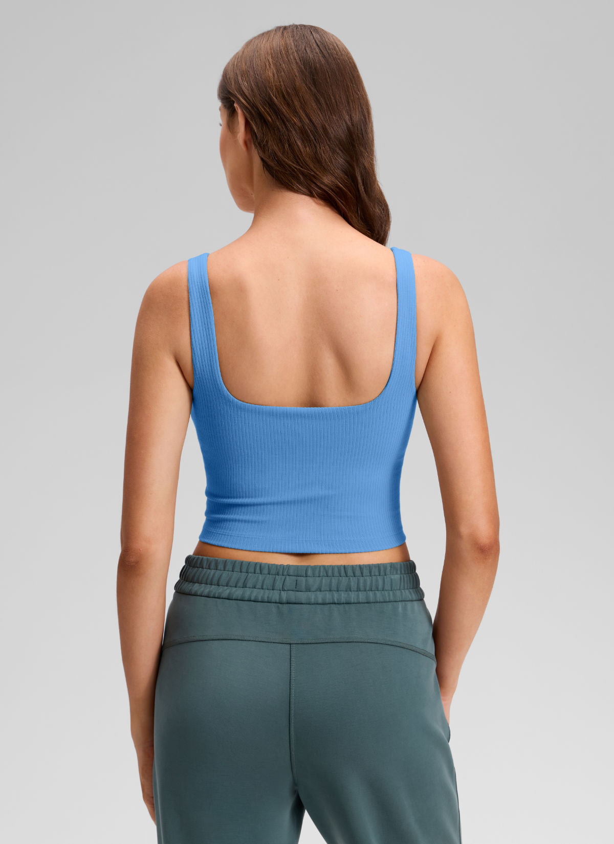 CRZ YOGA Women Longline Square Neck Padded Yoga Crop Tank Top