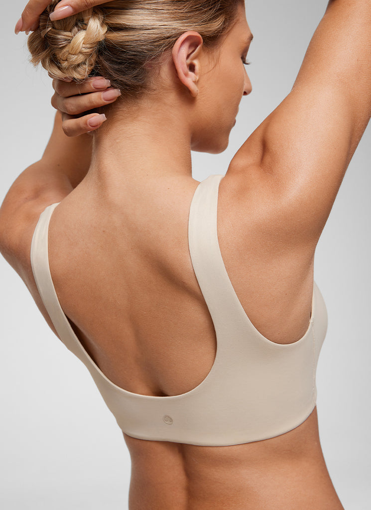 CRZ YOGA Women's Softhold Wireless Double Lined U Back Everyday Bra Hot Fudge Brown