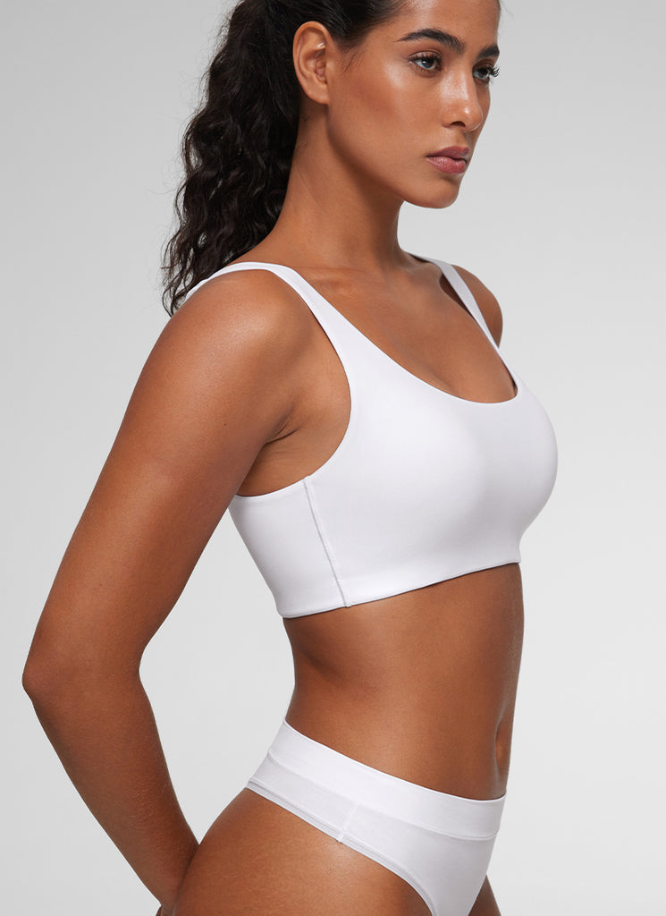 CRZ YOGA Women's Softhold Wireless Double Lined U Back Everyday Bra Black