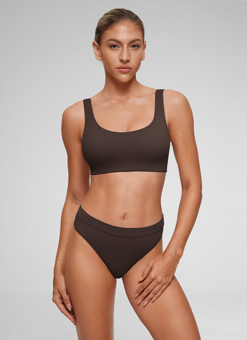 CRZ YOGA Women's Softhold Wireless Double Lined U Back Everyday Bra Snow White
