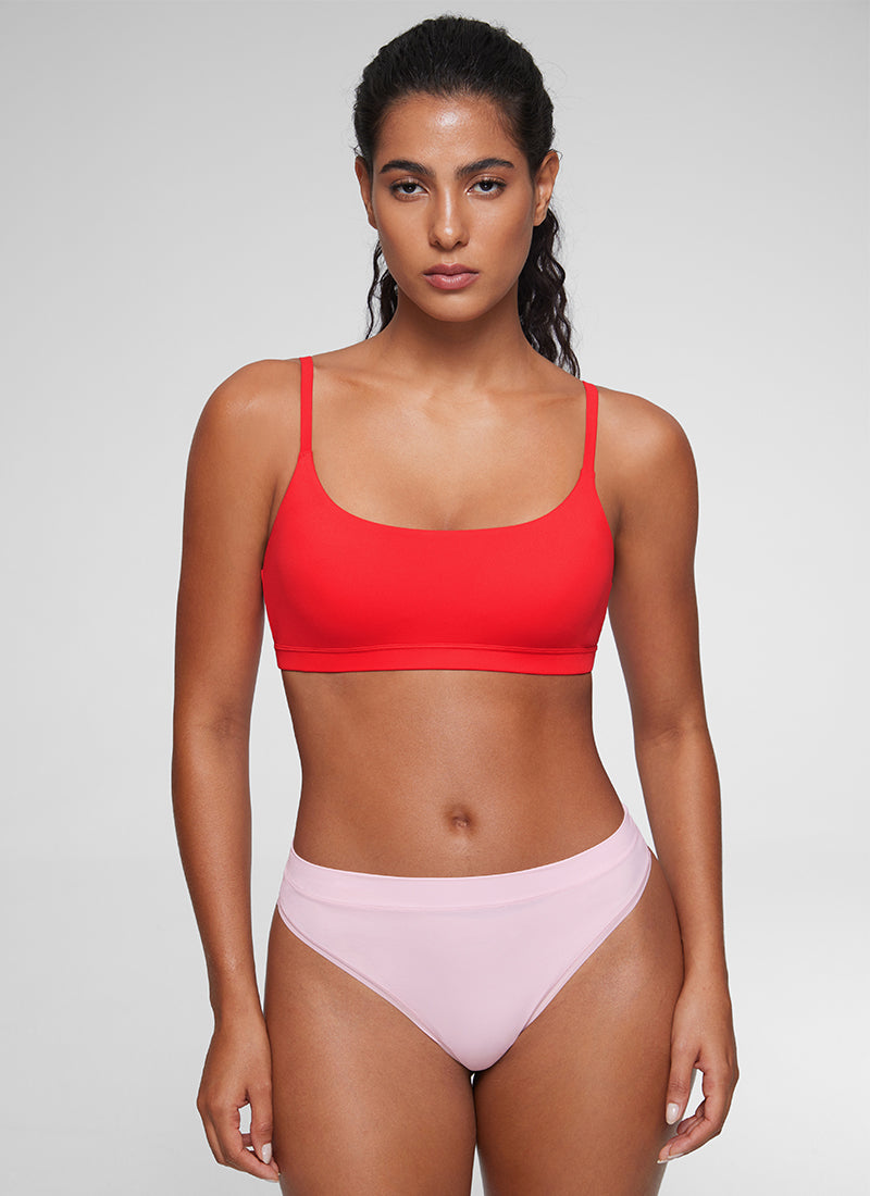 CRZ YOGA Women's Softhold Wireless Scoop Neck  Everyday Bra Adjustable Snow White
