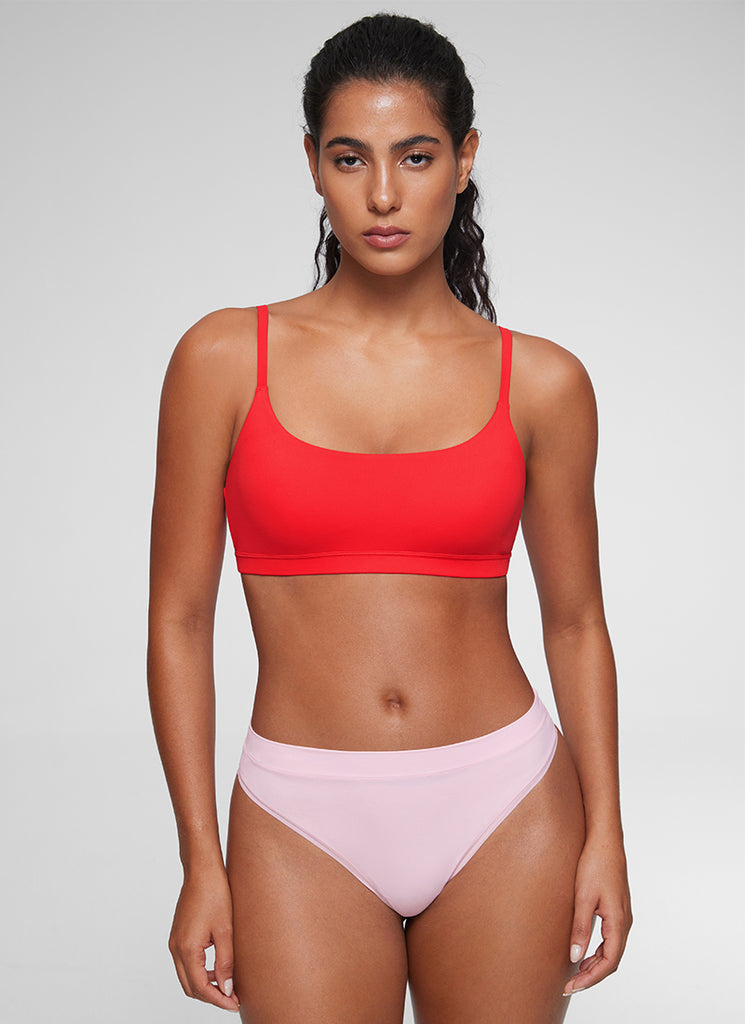 CRZ YOGA Women's Softhold Wireless Scoop Neck  Everyday Bra Adjustable Snow White