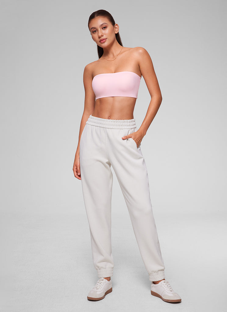 CRZ YOGA Women Softhold Double Lined Strapless Wireless  Bralettes Strawberry Pink