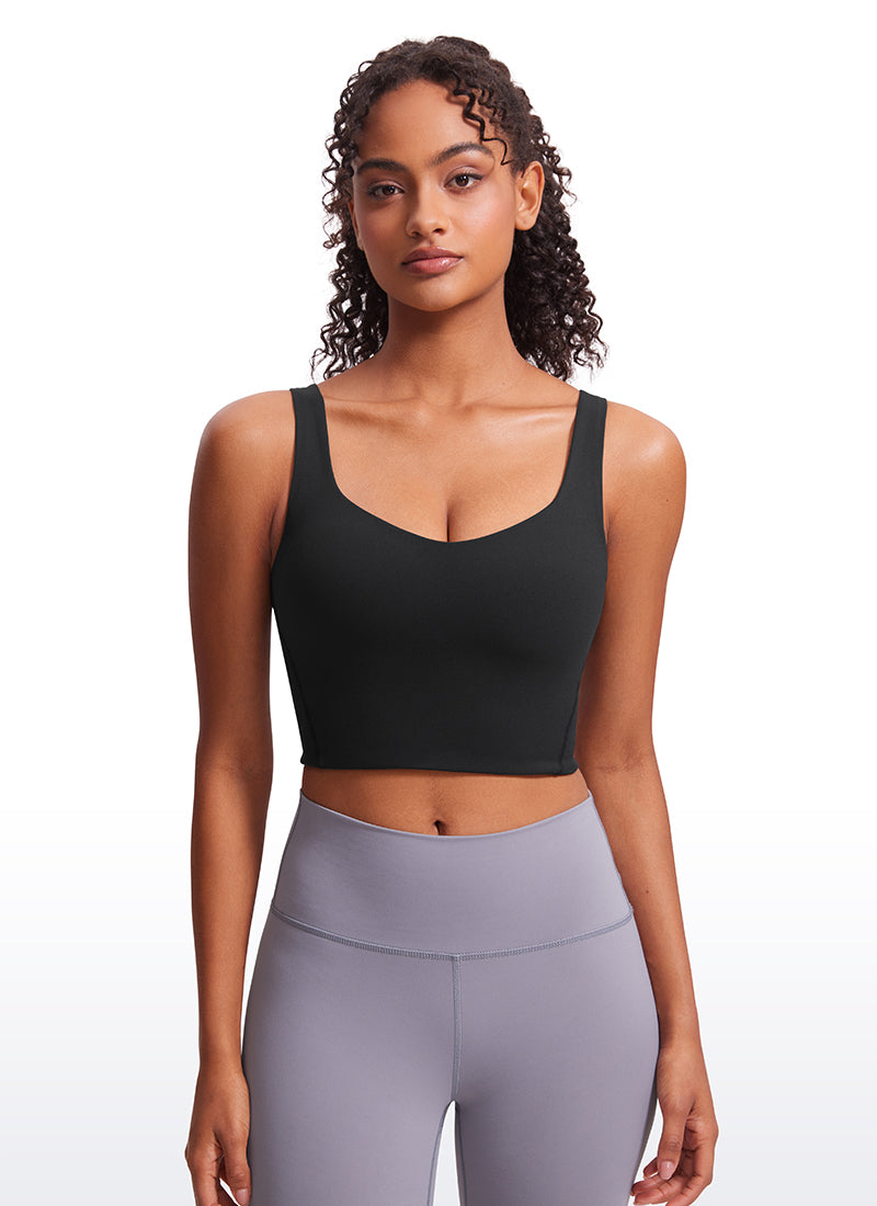 CRZ YOGA Women's Yoga Molded Cup Butterluxe Longline Bra V Neck