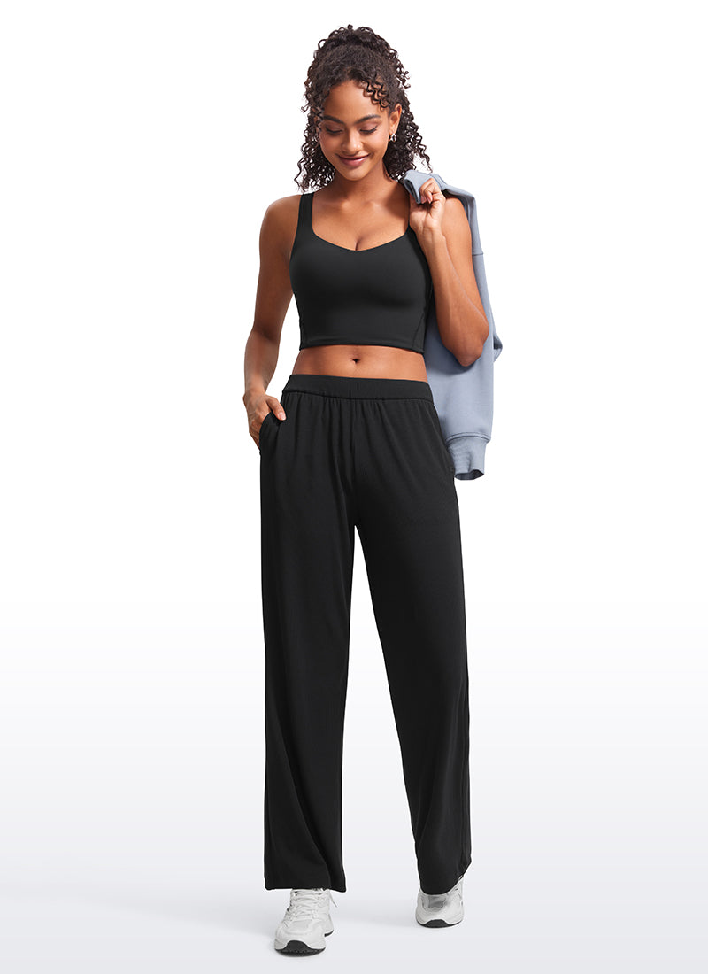 CRZ YOGA Women's Yoga Molded Cup Butterluxe Longline Bra V Neck Black