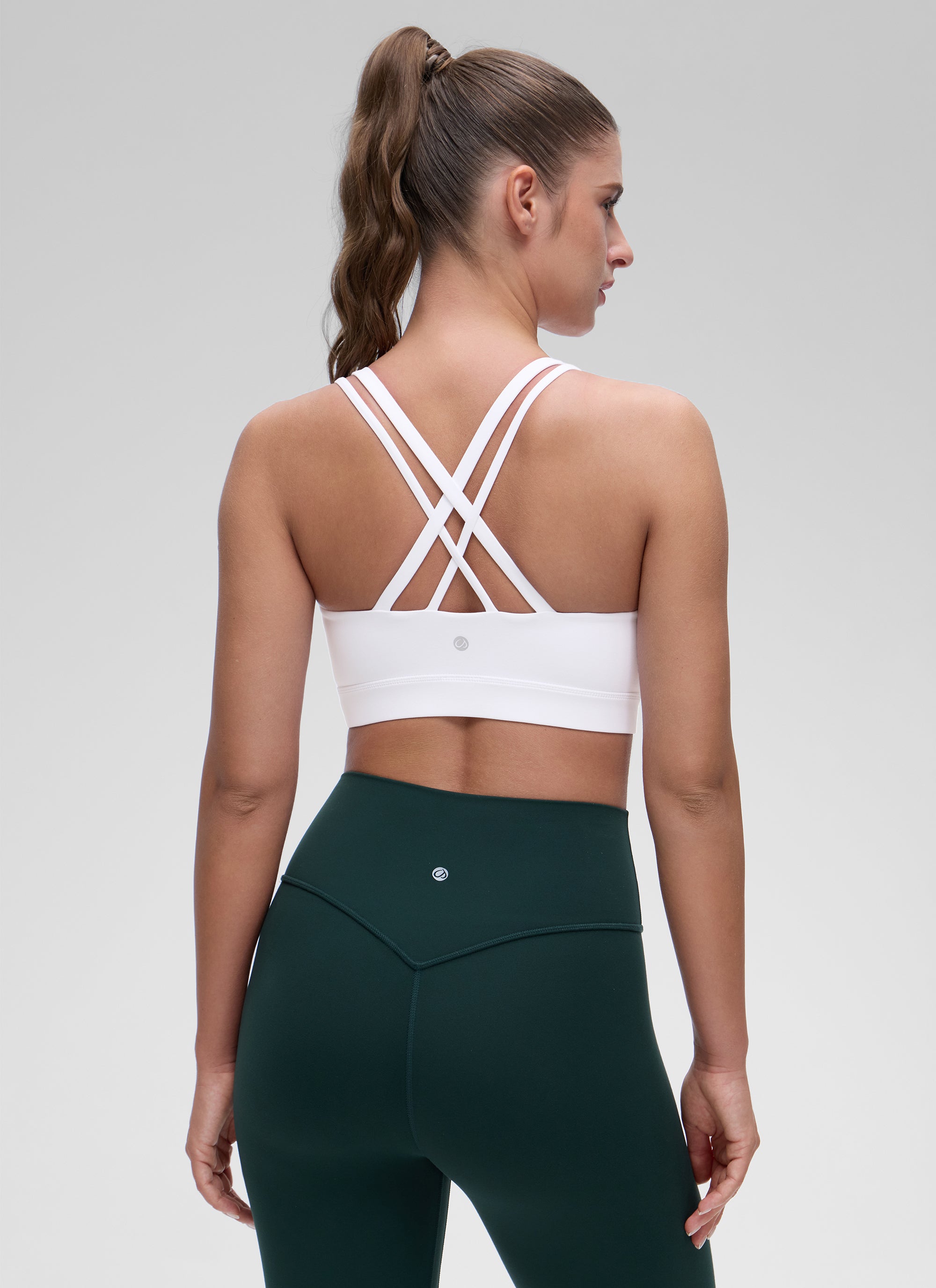 CRZ YOGA Women's Yoga Light Support Double Strap Mold Sport Bra White