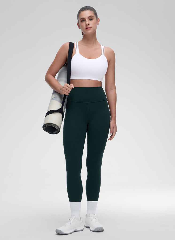 CRZ YOGA Women's Yoga Light Support Double Strap Mold Sport Bra White