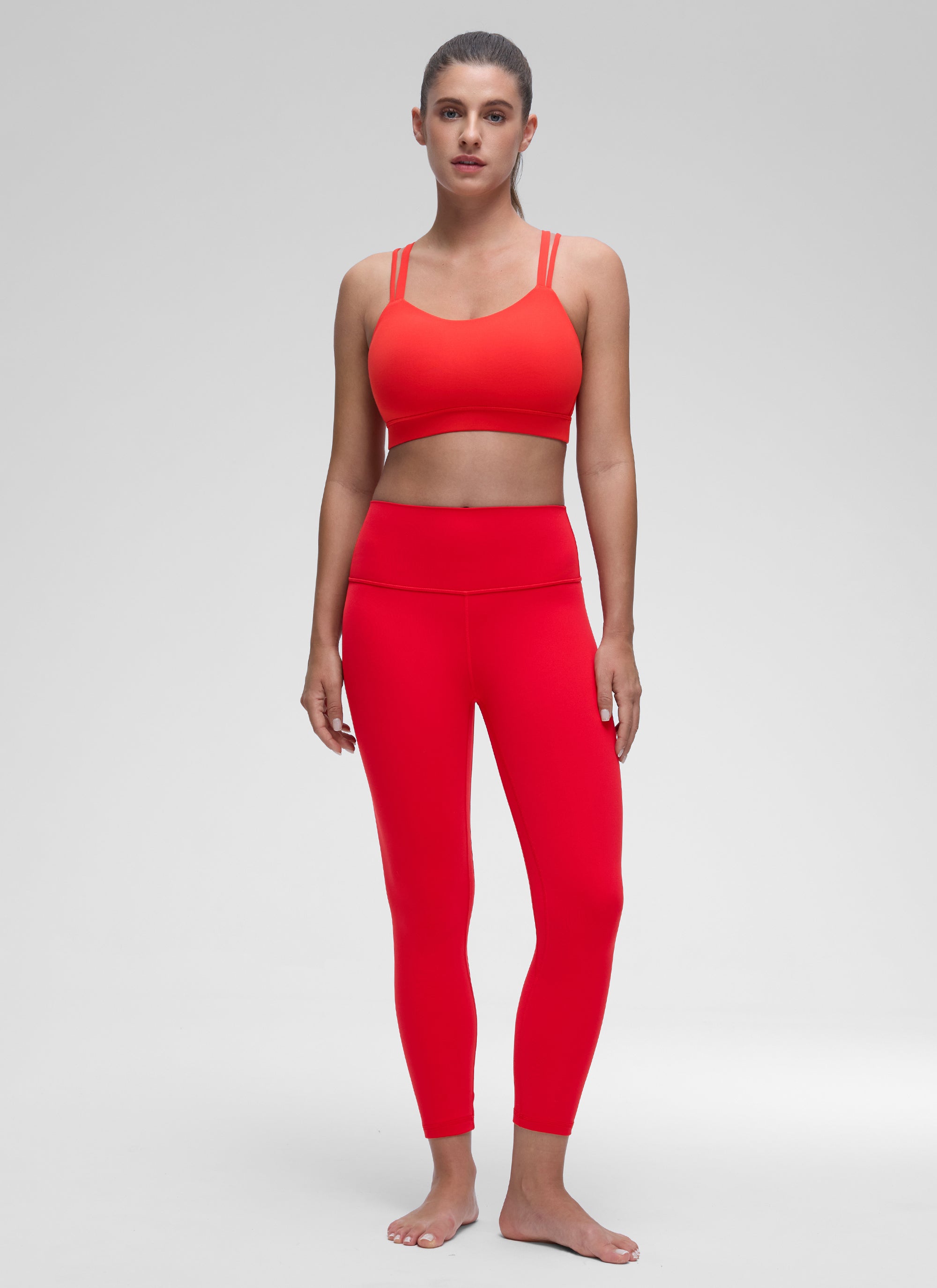 CRZ YOGA Women's Yoga Light Support Double Strap Mold Sport Bra Deep Red