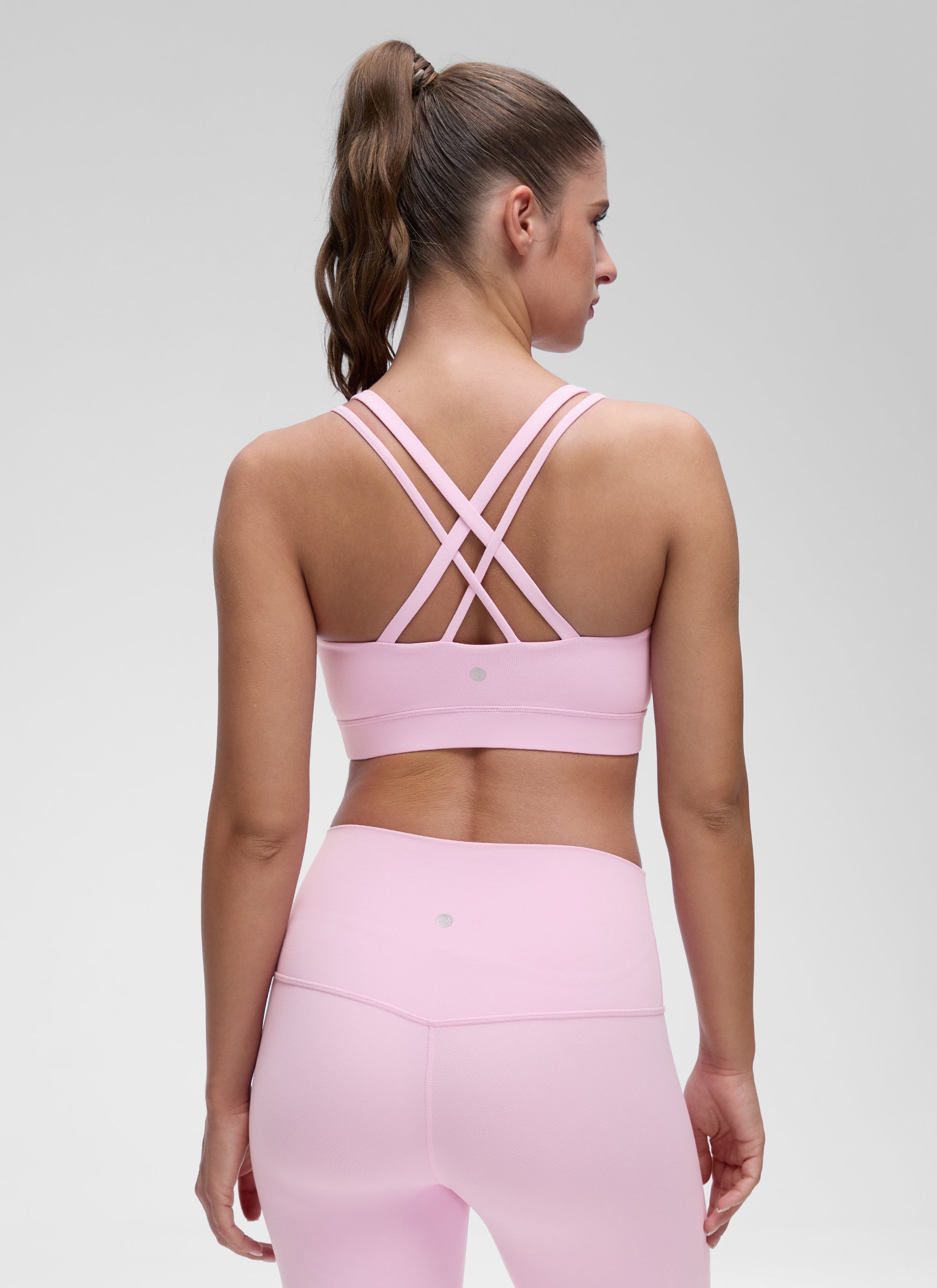 CRZ YOGA Women's Yoga Light Support Double Strap Mold Sport Bra Vita Pink