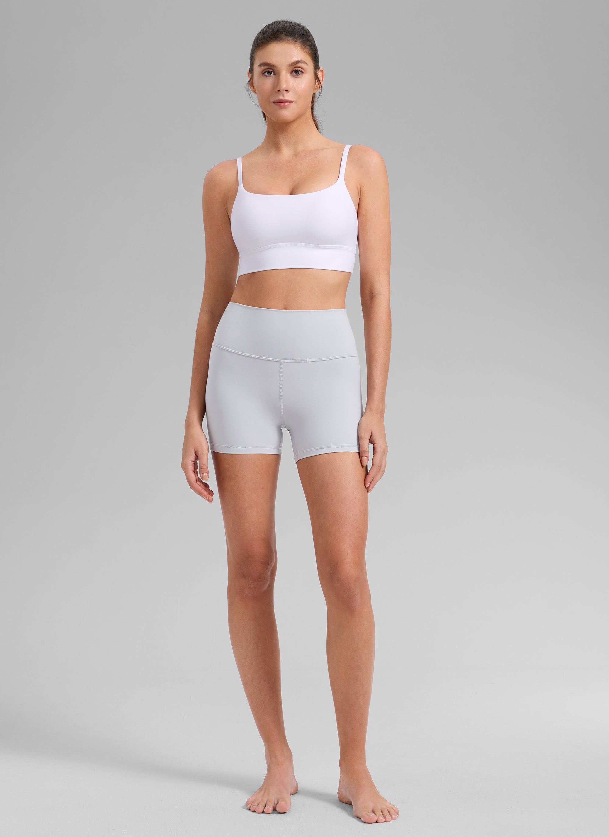 CRZ YOGA Women's Butterlift Yoga Longline Built in Bra Sports Bra White