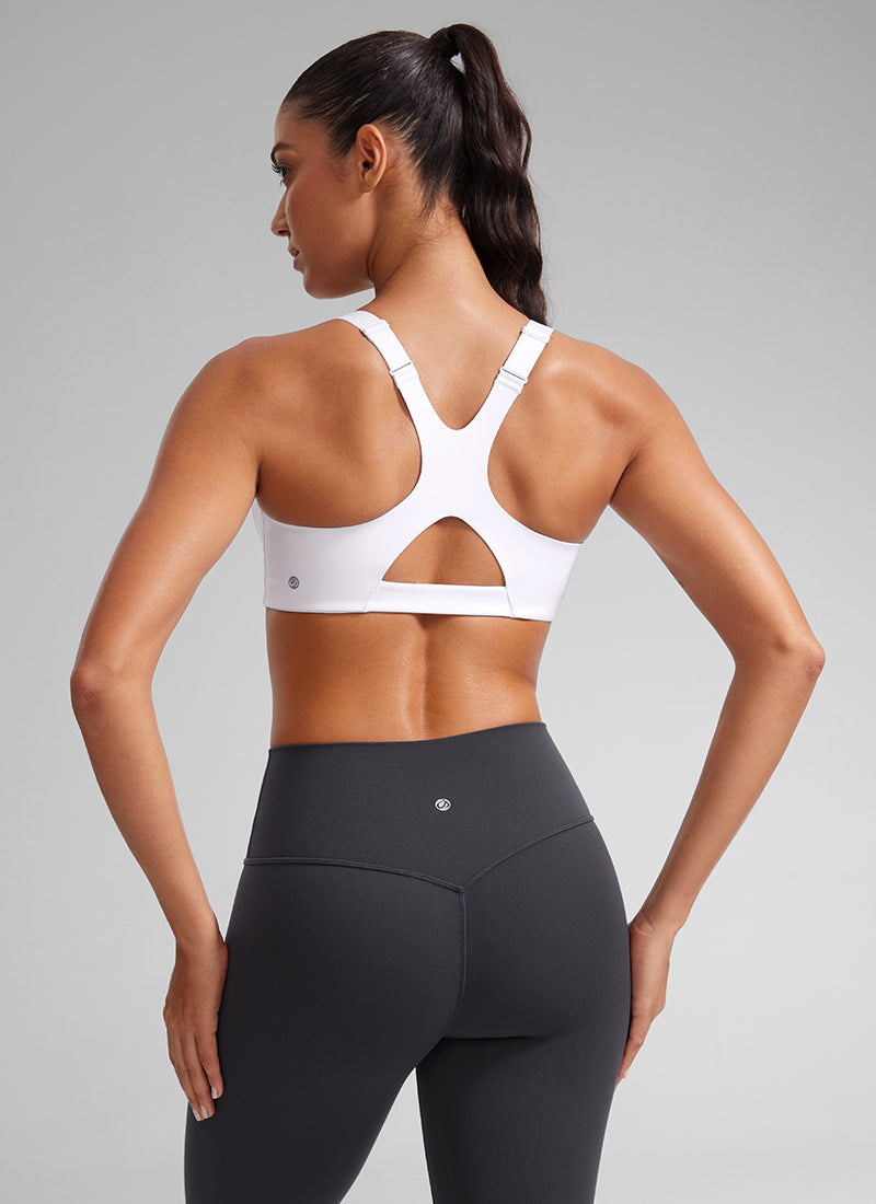 CRZ YOGA Women's Gym Top Butterlift Scoop Neck Bra Adjustable Straps True Navy