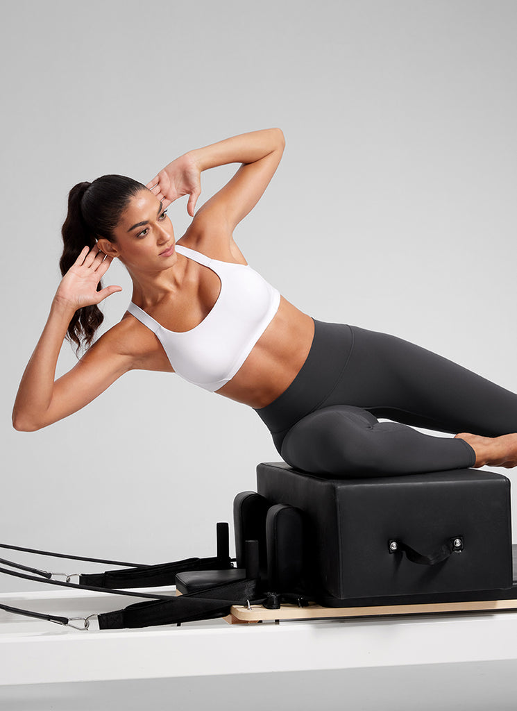 CRZ YOGA Women's Gym Top Butterlift Scoop Neck Bra Adjustable Straps True Navy