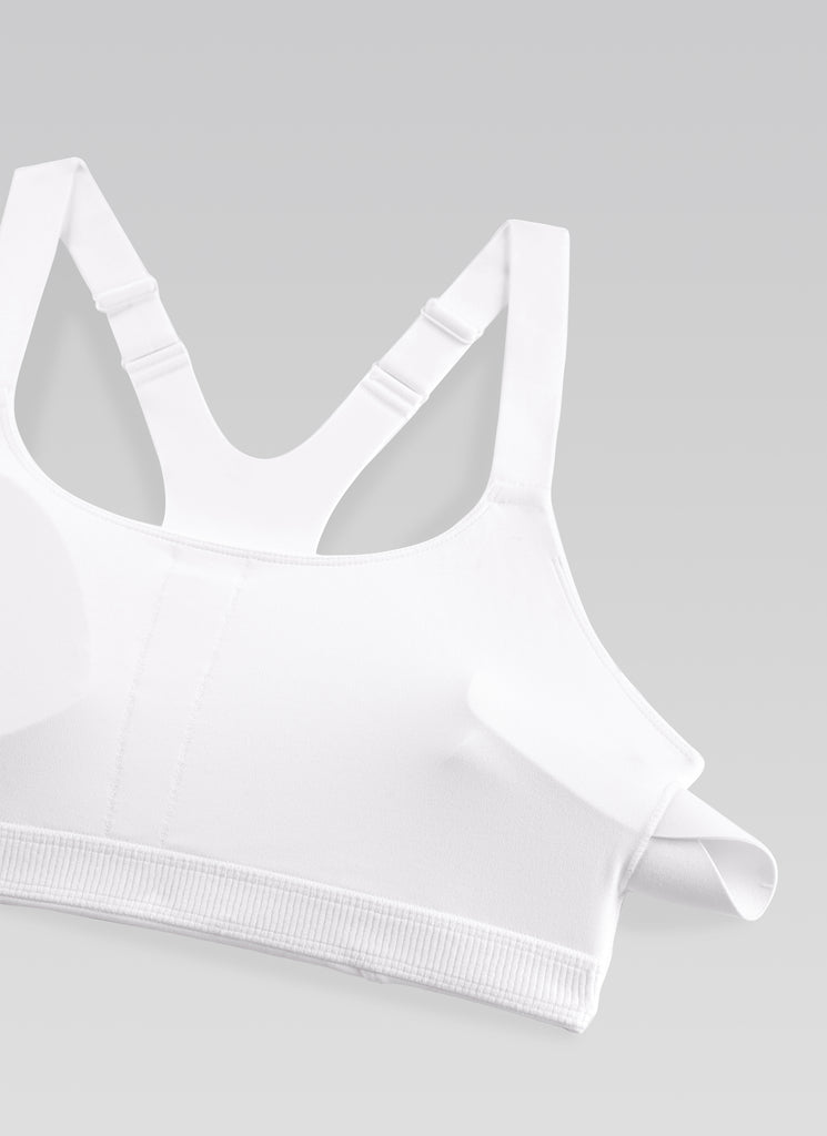 CRZ YOGA Women's Gym Top Butterlift Scoop Neck Bra Adjustable Straps White