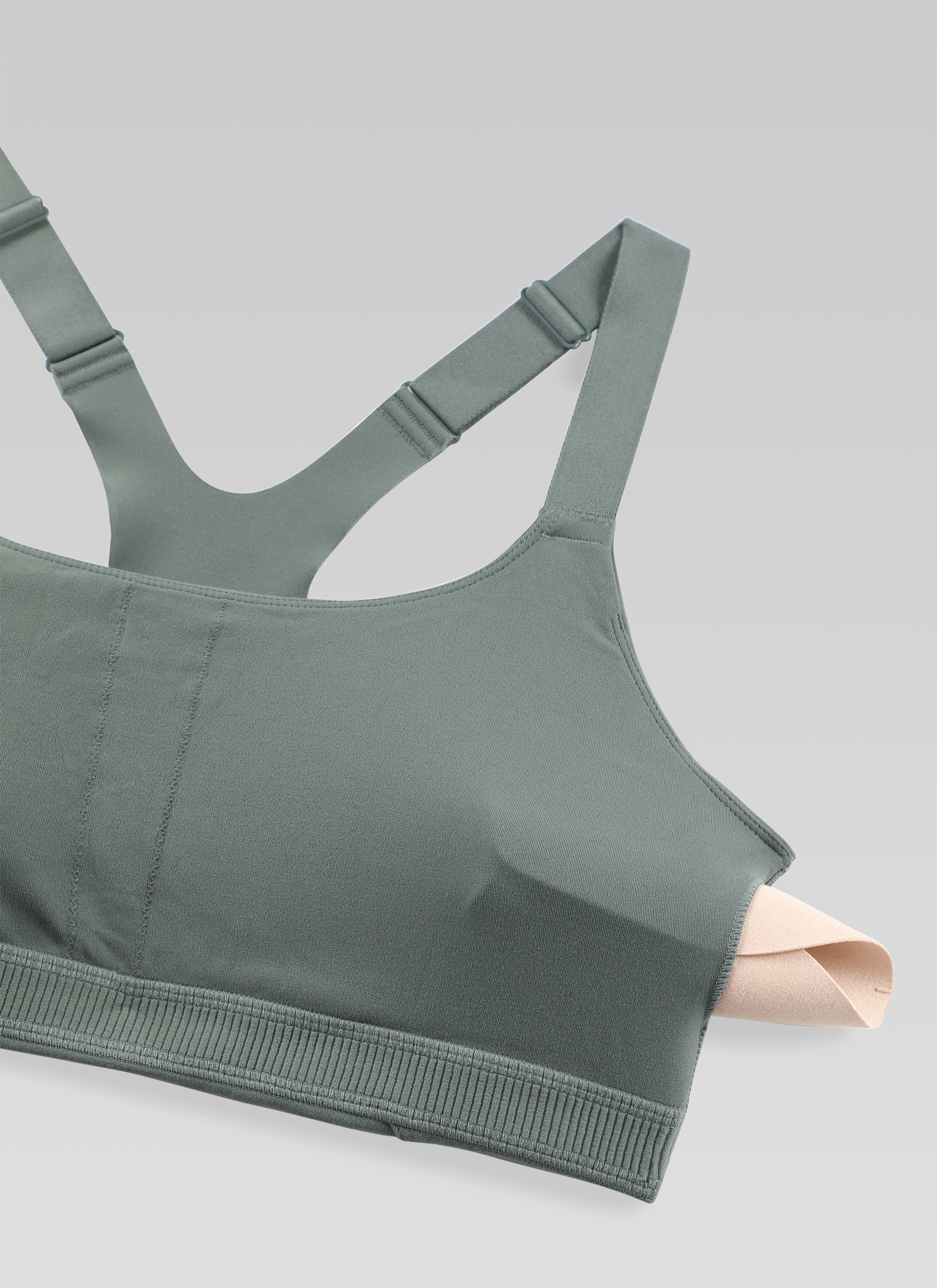 CRZ YOGA Women's Gym Top Butterlift Scoop Neck Bra Adjustable Straps Grey Sage