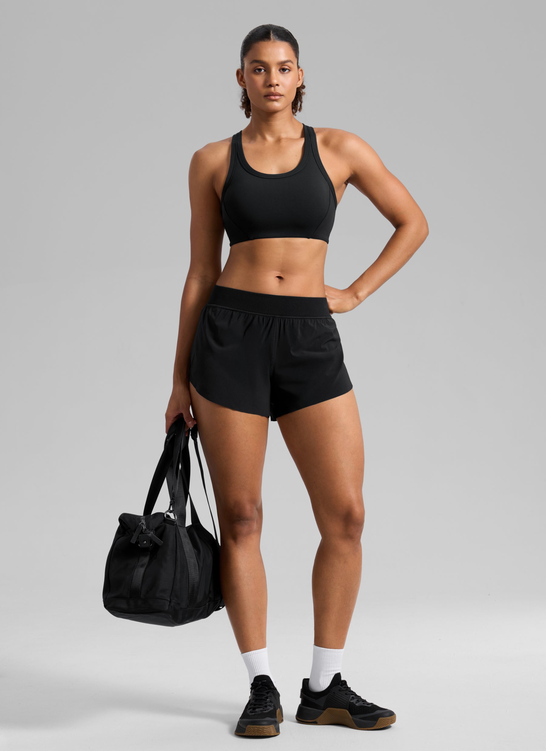 CRZ YOGA Women's Butterbreeze Training Racerback Longline Sports Bra Black