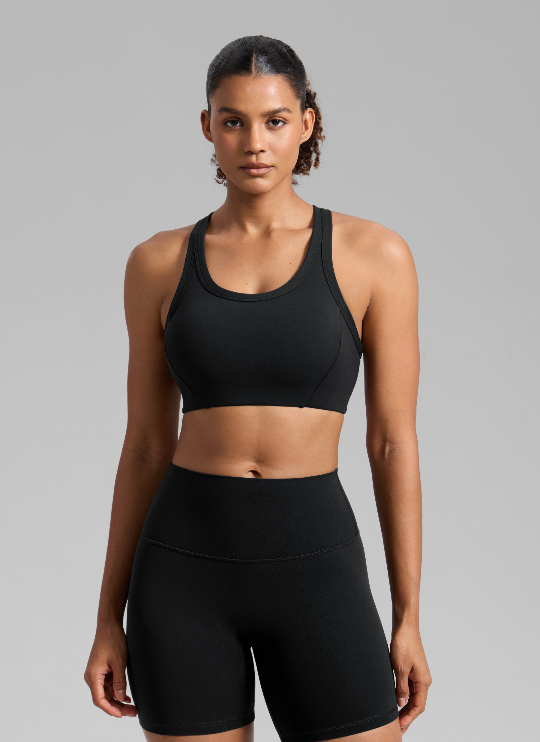 CRZ YOGA Women's Butterbreeze Training Racerback Longline Sports Bra Black