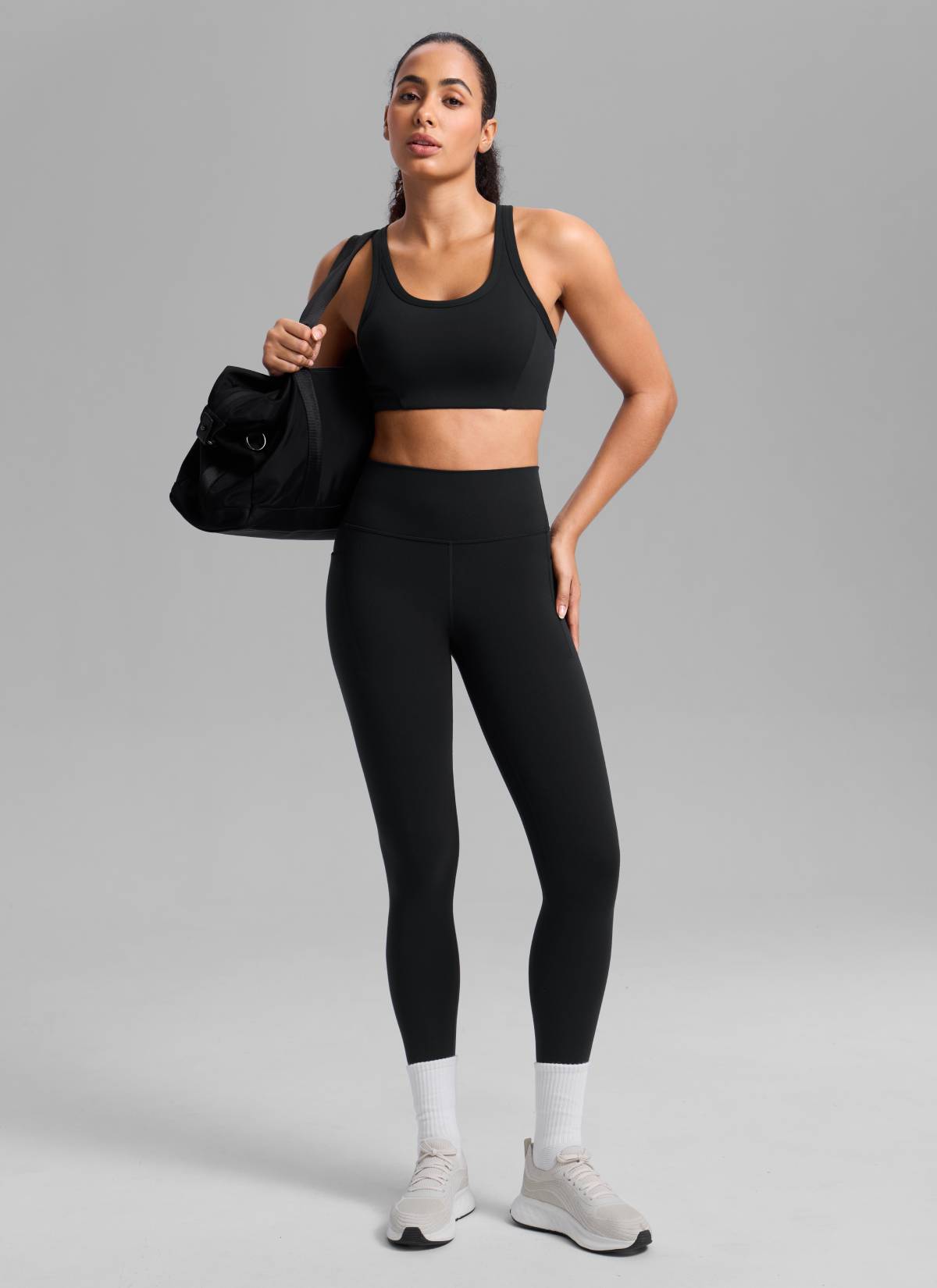 CRZ YOGA Women's Butterbreeze Training Racerback Longline Sports Bra Black