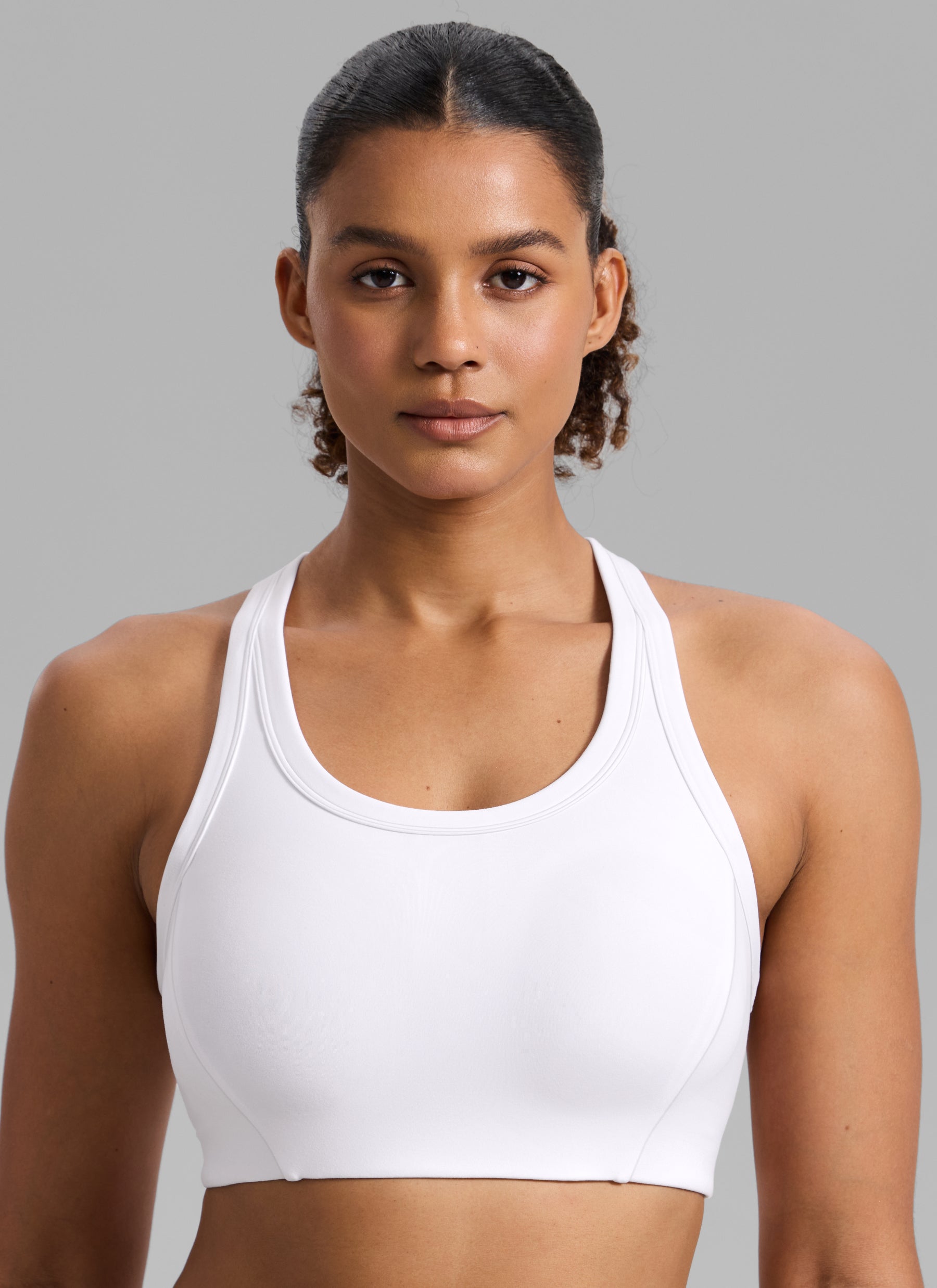 CRZ YOGA Women's Butterbreeze Training Racerback Longline Sports Bra White