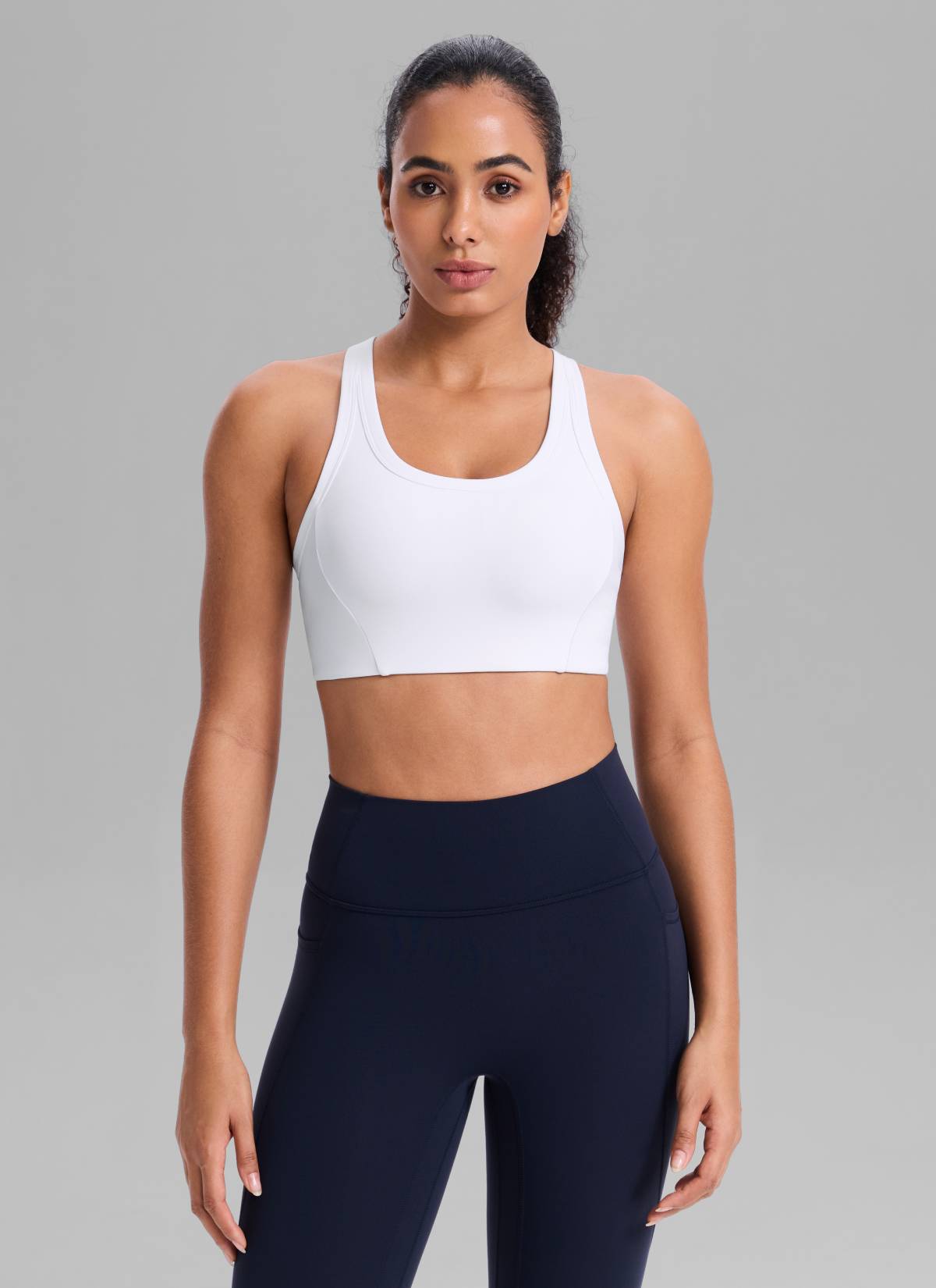 CRZ YOGA Women's Butterbreeze Training Racerback Longline Sports Bra White