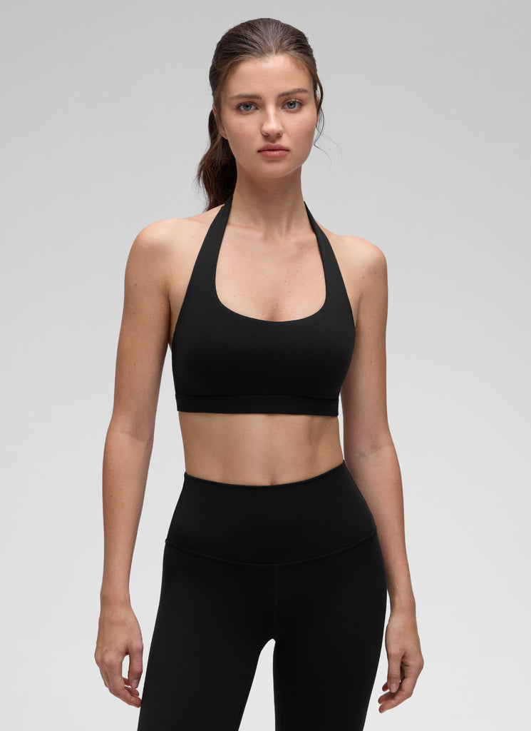 CRZ YOGA Womens Yoga Scoop Neck Padded Open Back Sports Bras Black