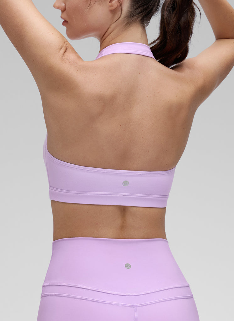 CRZ YOGA Womens Yoga Scoop Neck Padded Open Back Sports Bras Elfin Purple