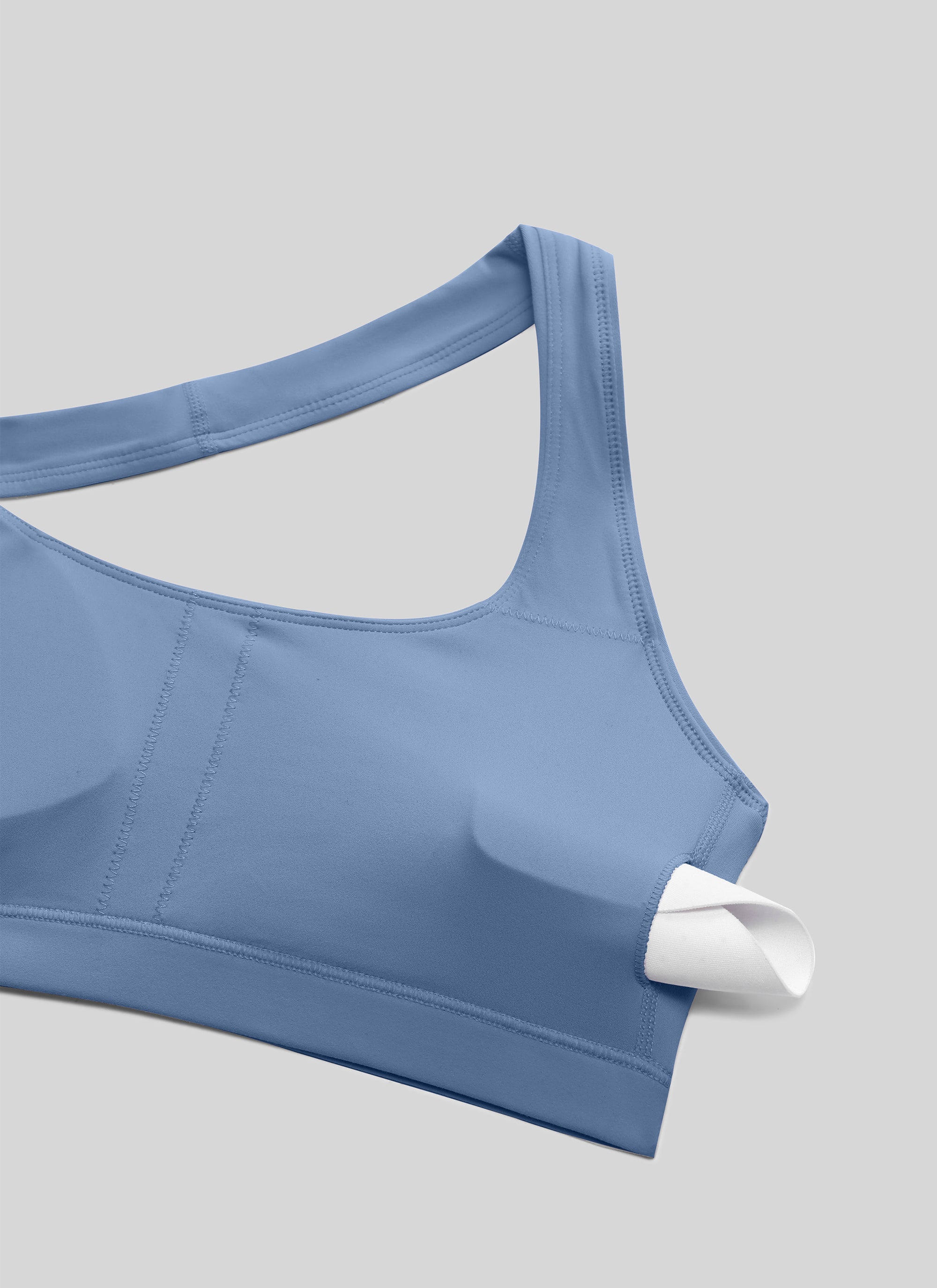 CRZ YOGA Womens Yoga Scoop Neck Padded Open Back Sports Bras Oasis Blue