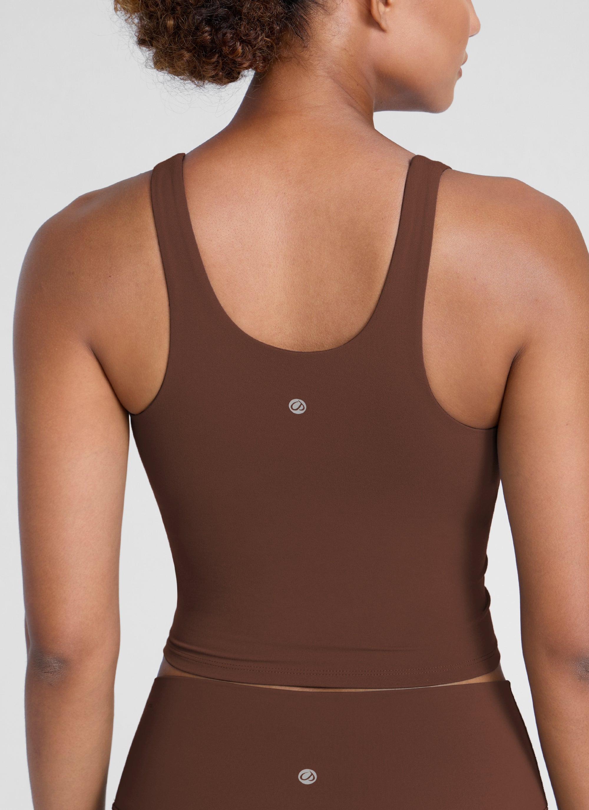 CRZ YOGA Womens Butterlift Racerback U Neck Yoga Built in Bra Tank Coffee Brown