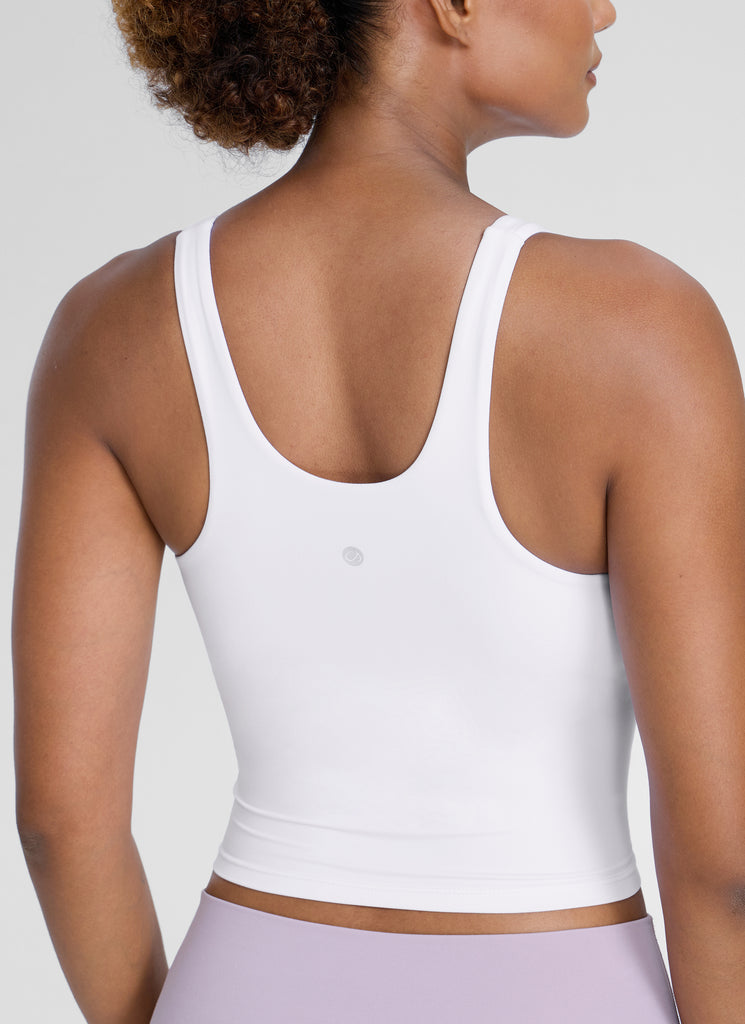 CRZ YOGA Womens Butterlift Racerback U Neck Yoga Built in Bra Tank White
