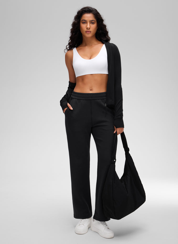 CRZ YOGA Women Butterluxe Soft Double Lined Scoop Neck Sports Bras Black