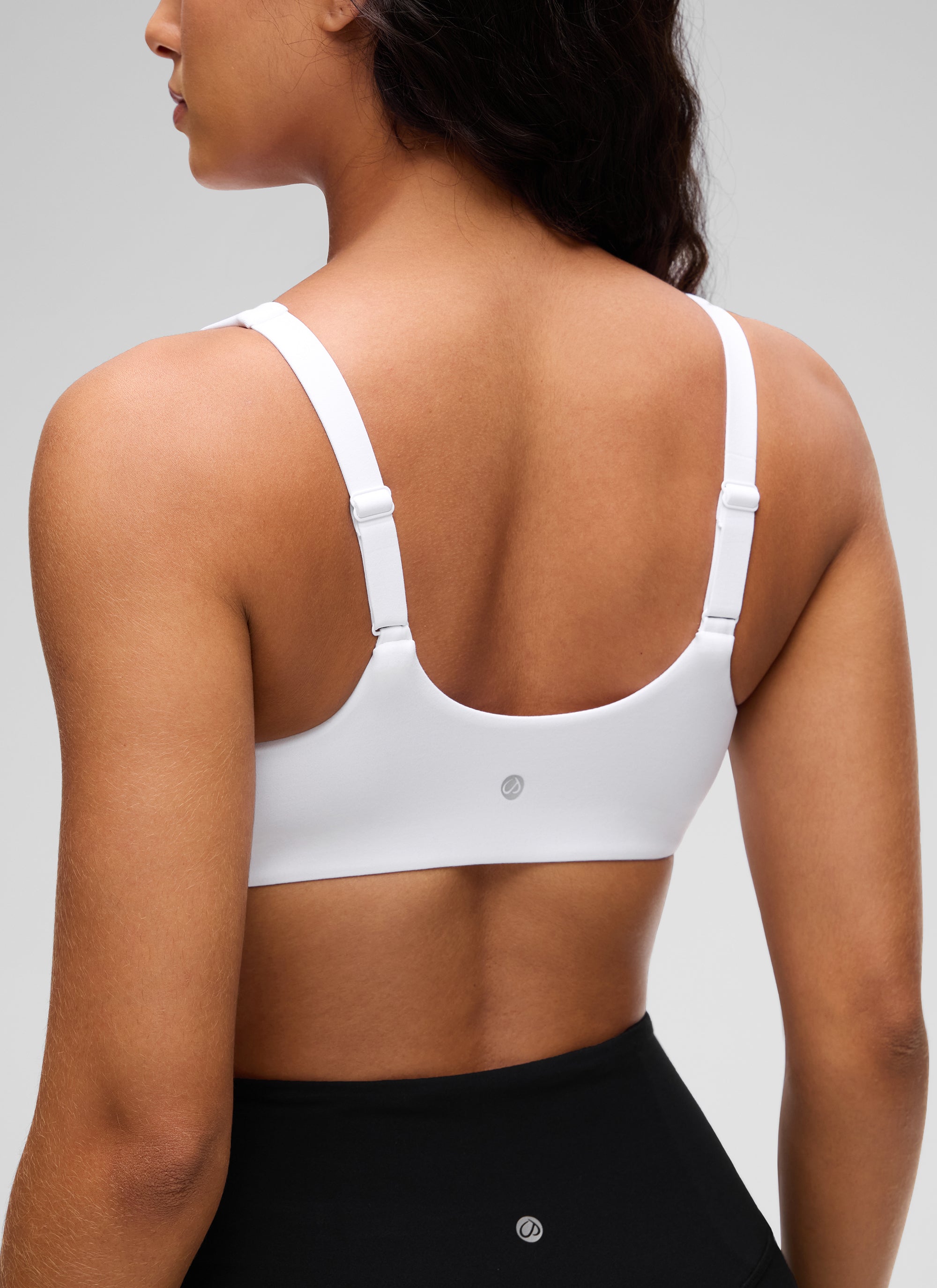 CRZ YOGA Women Butterluxe Soft Double Lined Scoop Neck Sports Bras White