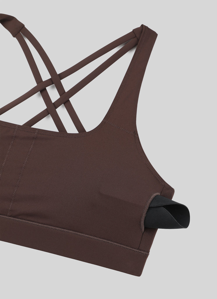 CRZ YOGA Womens Butterbreeze Padded Square Neck Sports Bra Training Hot Fudge Brown